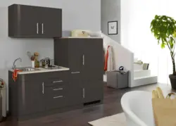 K&uuml;chenblock Toronto II m. Ger&auml;ten Grau Hochglanz