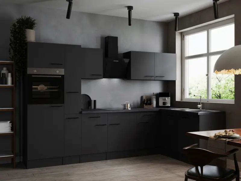 Eckk&uuml;che Oliver m. Ger&auml;ten ca. 310x172cm Grau/Dunkelgrau