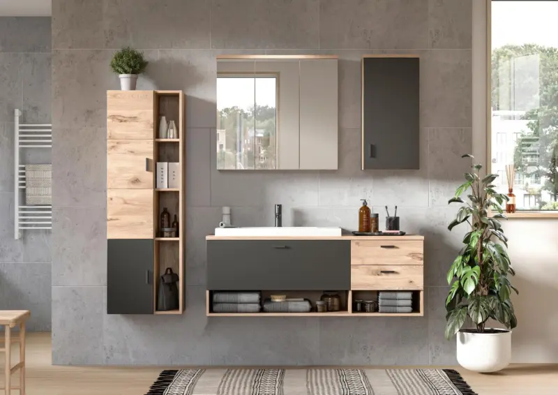 Badezimmer Grado 5-tlg. ca. 182 cm Eiche Grau