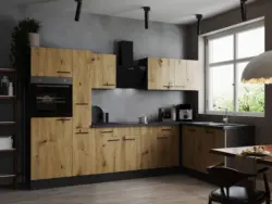 Eckk&uuml;che Oliver m. Ger&auml;ten ca. 310x172cm Grau/Eiche