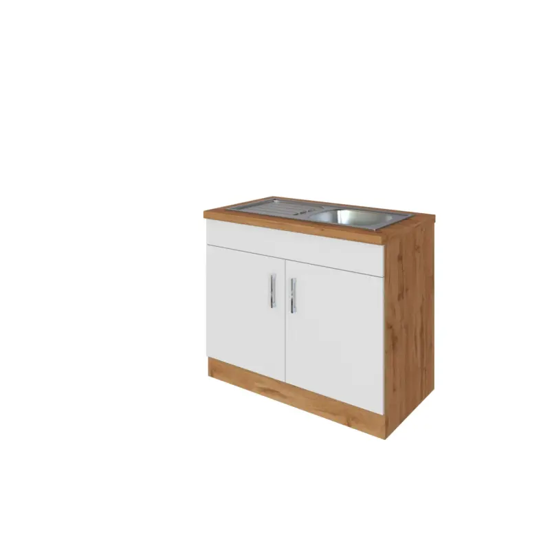 Held Sp&uuml;lenunterschrank mit Sp&uuml;le ca. 100 cm Wei&szlig;/Eiche