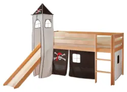 Spielbett "Kasper",aus Kiefer, schwarz/wei&szlig;/kieferfarben