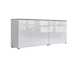 Sideboard Mailand Set 10 Wei&szlig;/Eiche