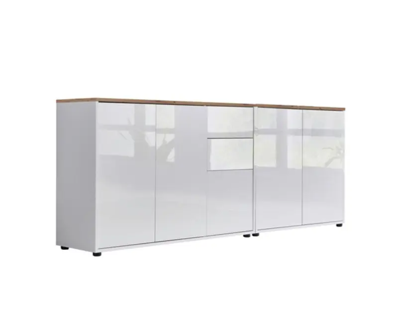 Sideboard Mailand Set 10 Wei&szlig;/Eiche