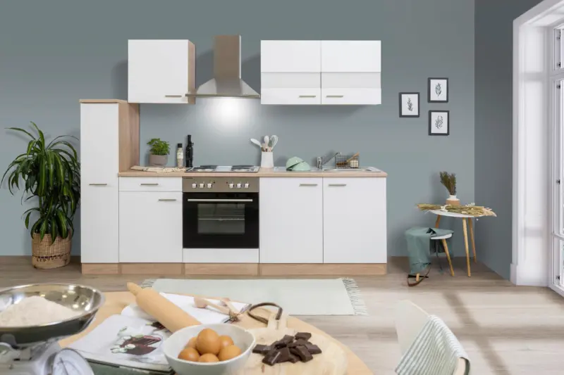 K&uuml;chenblock Merle mit Ger&auml;ten ca. 240 cm Wei&szlig;