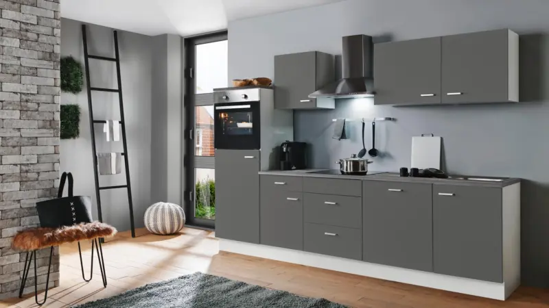 K&uuml;chenblock White-Classic Grau/Wei&szlig; B: ca. 280 cm