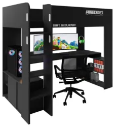Hochbett Minecraft ca. 90x200 cm Schwarz