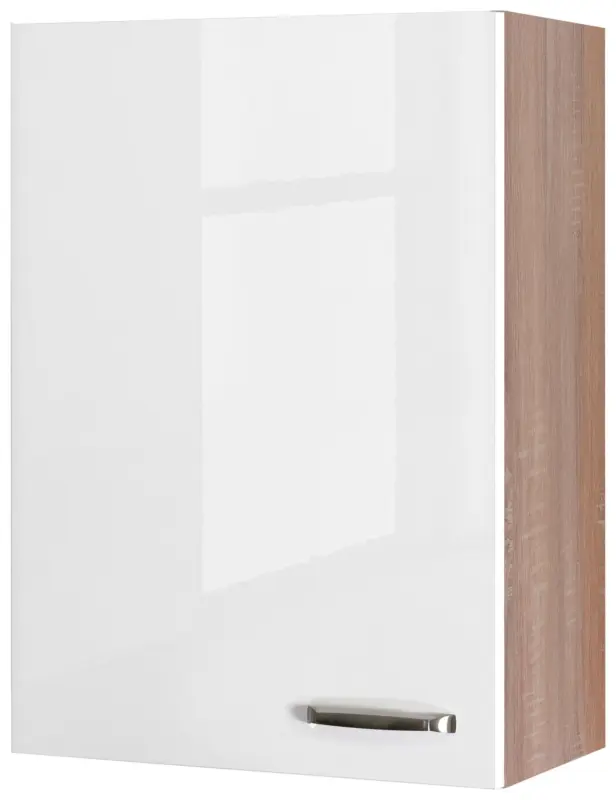 K&uuml;chenoberschrank Wei&szlig; Hochglanz/Eiche