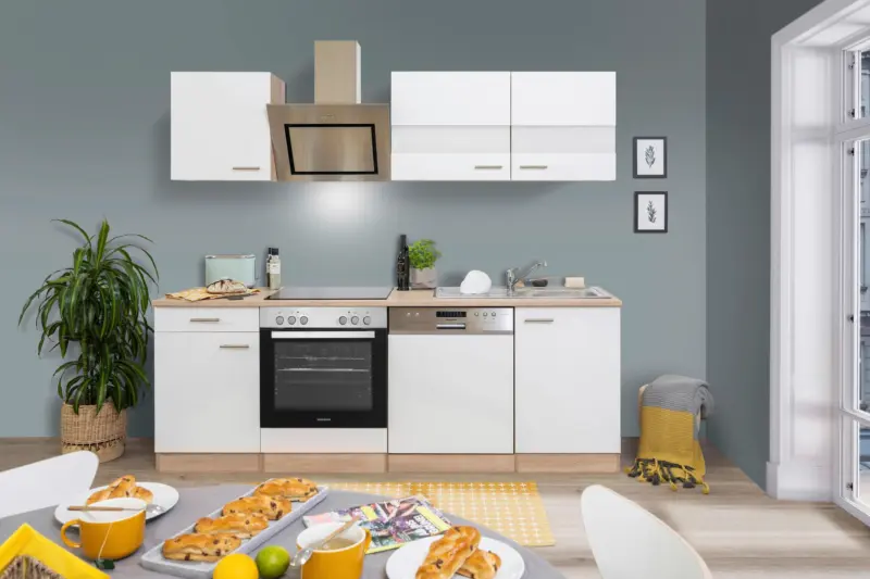 K&uuml;chenblock Merle mit Ger&auml;ten ca. 220 cm Wei&szlig;