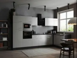 Eckk&uuml;che Oliver m. Ger&auml;ten ca. 340x172cm Grau/Wei&szlig;