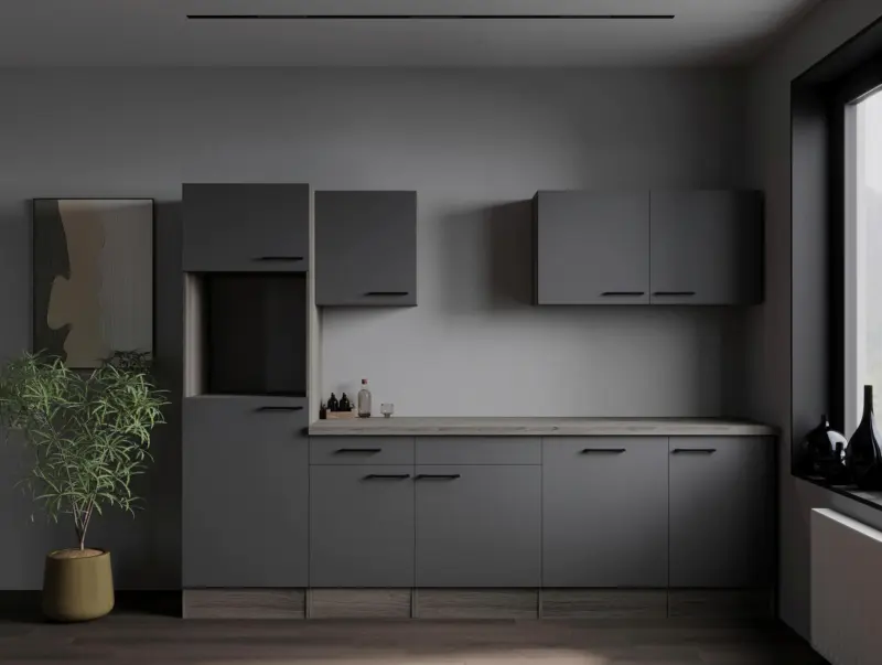 K&uuml;chenleerblock Oliver o. Ger&auml;ten Grau/Eichefarben