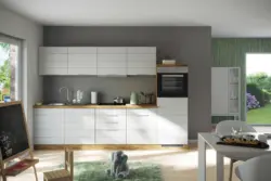 K&uuml;chenblock Florenz mit Ger&auml;ten ca. 300 cm Wei&szlig;/Eiche