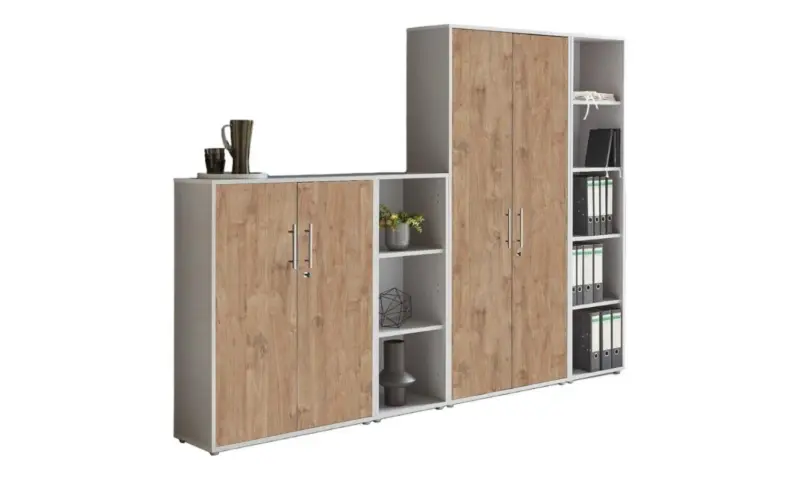 Aktenschrank Office Edition Sw Set 4 Grau/Eichefarben