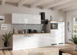 K&uuml;chenzeile Monza mit Ger&auml;ten ca. 360 cm Wei&szlig;/Eiche