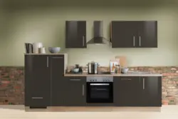 Menke K&uuml;chenblock Premium Dunkelbraun/Eiche ca. 310 cm