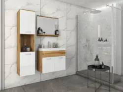 Badm&ouml;bel-Set 4-tlg. Montreal ca. 90 cm Eiche Wotan/Wei&szlig;