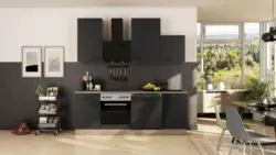 K&uuml;chenblock Capri Schwarz/Eichefarben