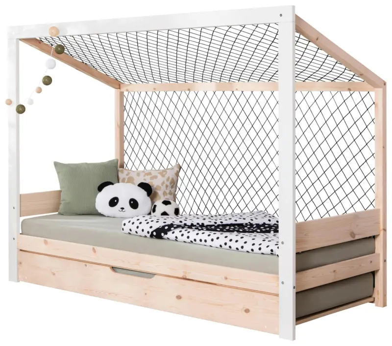 Ausziehbett Fu&szlig;ball Holz ca. 90x200 cm Wei&szlig;