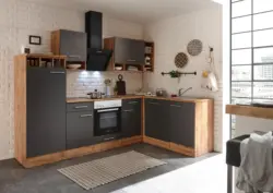 Eckk&uuml;che Hilde ohne Ger&auml;te ca. 280x172 cm Grau, Wildeiche