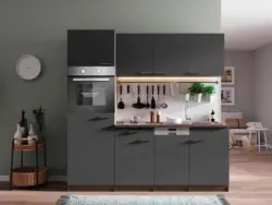 K&uuml;chenblock Oliver mit Ger&auml;ten ca. 205 cm Grau