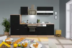 K&uuml;chenblock Merle mit Ger&auml;ten ca. 280 cm Schwarz