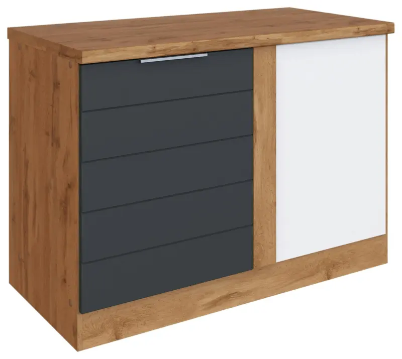 Eckunterschrank Florenz ca. 120 cm Grau/Eiche