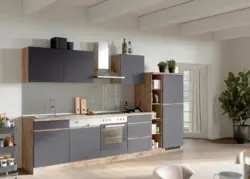 K&uuml;chenblock Turin mit Ger&auml;ten c.a 330 cm Grau/Eiche