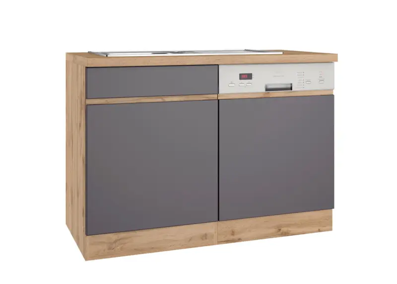Sp&uuml;lenschrank Turin mit Sp&uuml;le ca. 120x86 cm Grau/Eiche