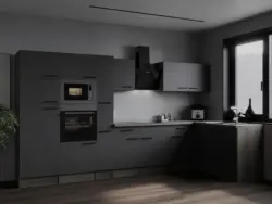 Eckk&uuml;che Oliver m. Ger&auml;ten ca. 370x172cm Grau/Eichefarben