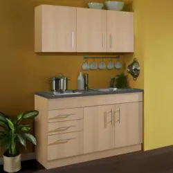 Minik&uuml;che Toronto B: ca. 120cm Buchefarben