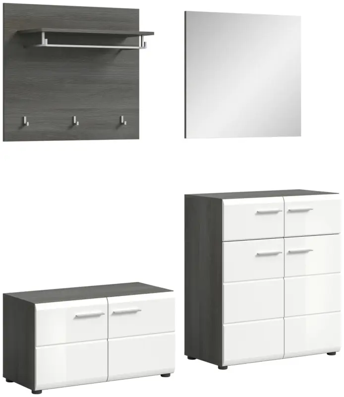 Garderobe Salsa 4-tlg. ca. 175x192x37 cm Wei&szlig;/Rauchs.