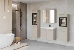 Badm&ouml;bel-Set 5-tlg. Madrit mit LED ca. 140 cm Kaschmir/Beige