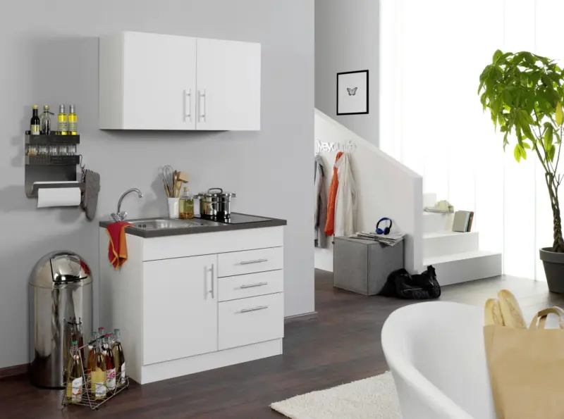 Minik&uuml;che Toronto B: ca. 100cm Wei&szlig;