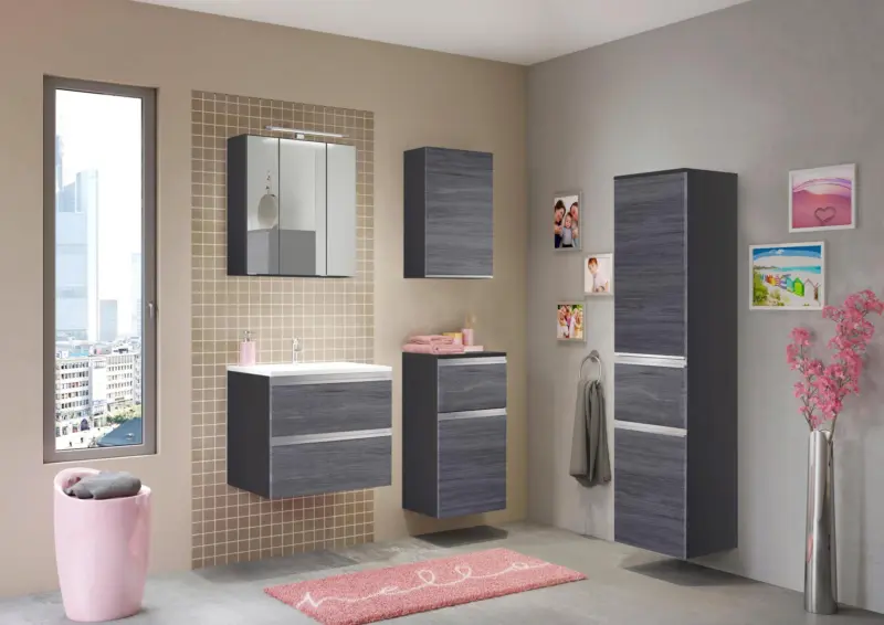 Badezimmer Arezzo Silber/Eichefarbe