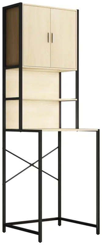 Waschmaschinenschrank Edino ca. 64x189x48 cm Eiche/Schwarz