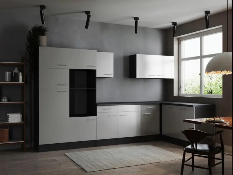 Eckk&uuml;che Oliver o. Ger&auml;te ca. 340x172cm Grau/Wei&szlig;