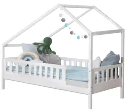 Hausbett Lou ca. 140x200 cm Holz Wei&szlig;