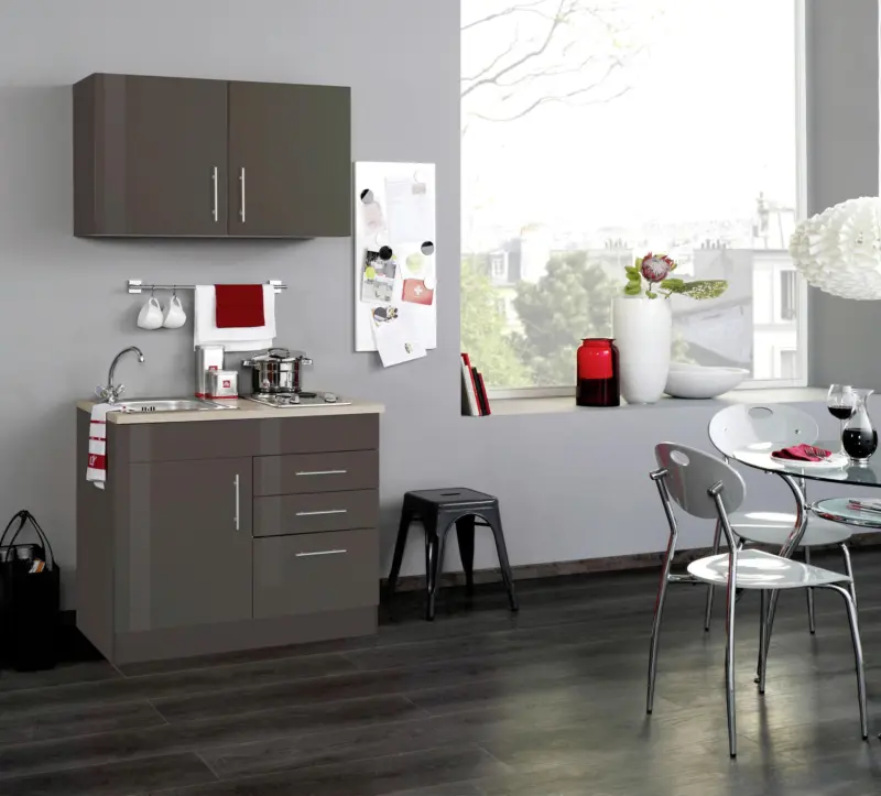 Minik&uuml;che Toronto B: ca. 100cm Graphitfarben/Grau