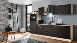 Menke K&uuml;chenblock Classic Dunkelbraun/Eiche ca. 280cm