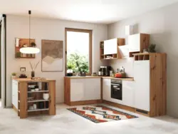 Eckk&uuml;che Hilde m. Insel m. Ger&auml;ten ca.280cm Eiche/Wei&szlig;