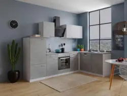 Eckk&uuml;che Malia m. Ger&auml;ten ca. 280x172cm Grau/Wei&szlig;