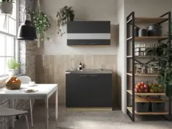 Minik&uuml;che Merle B: ca. 100cm Schwarz/Eiche