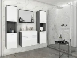 Badm&ouml;bel-Set 5-tlg. Montreal XL ca. 120 cm Anthrazit/Wei&szlig;