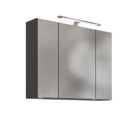 Spiegelschrank Arezzo mit LED 3-t&uuml;rig ca. 80x64 cm Grau