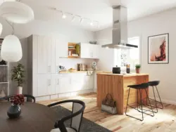 Eckk&uuml;che Anton mit Ger&auml;ten ca. 310x172 cm Wei&szlig;/L&auml;rche