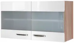 K&uuml;chenoberschrank Wei&szlig; Hochglanz/Eiche