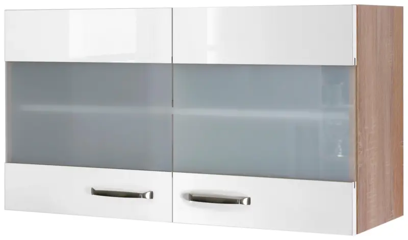 K&uuml;chenoberschrank Wei&szlig; Hochglanz/Eiche