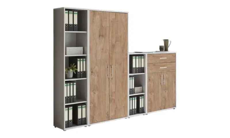 Aktenschrank Office Edition Sw Set 22 Grau/Eichefarben