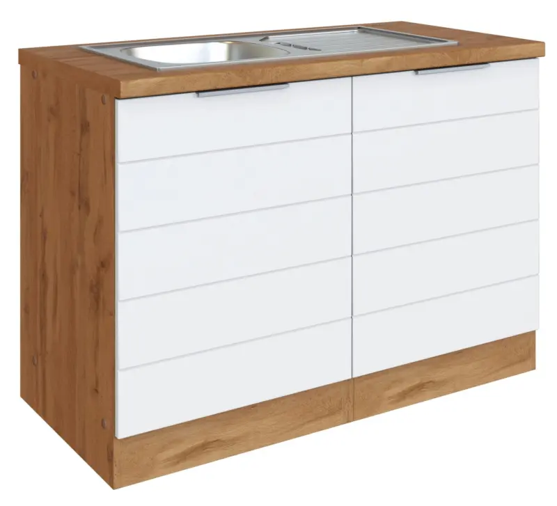 Sp&uuml;lenschrank Florenz mit Sp&uuml;le ca. 120 cm Wei&szlig;/Eiche