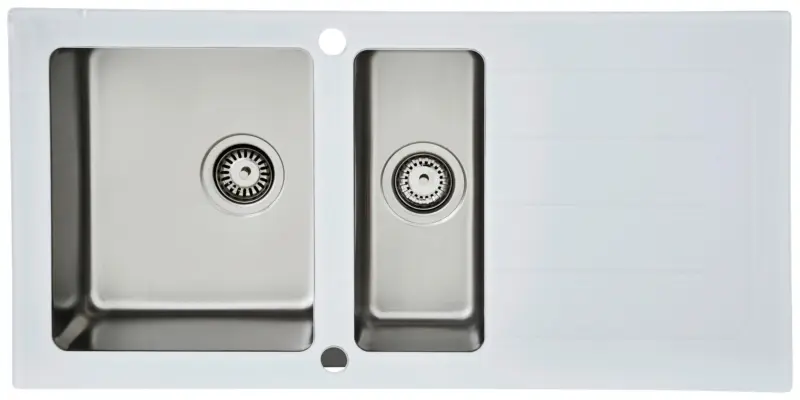 Glas Einzelbecken Newyork ca. 100x21x50 cm Wei&szlig;